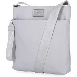 Women's Ice Grey Nylon Crossbody Bag Purse with Adjustable Shoulder Strap